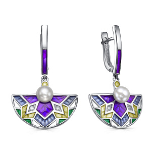 Серьги с английским замком из серебра с жемчугом