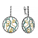 Серьги с английским замком из серебра с перидотом