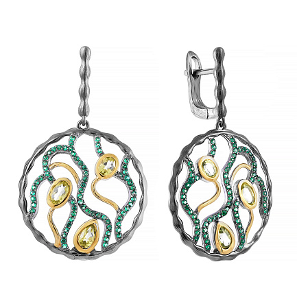 Серьги с английским замком из серебра с перидотом