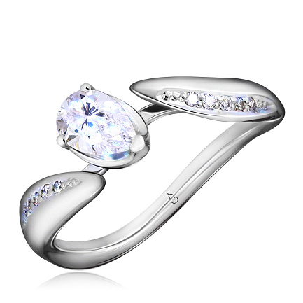 Кольцо из белого золота с бриллиантами