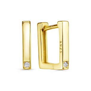 Серьги с английским замком из серебра с фианитом