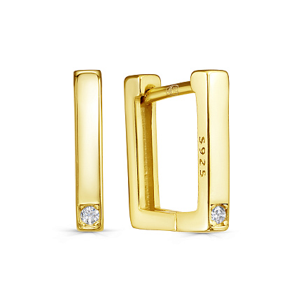 Серьги с английским замком из серебра с фианитами