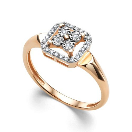 Кольцо из красного золота с бриллиантами