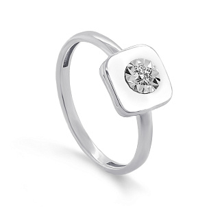 Кольцо из белого золота с бриллиантом