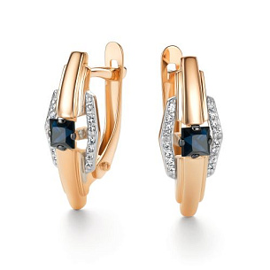 Серьги с английским замком из красного золота с бриллиантом