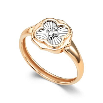 Кольцо из красного золота с бриллиантом