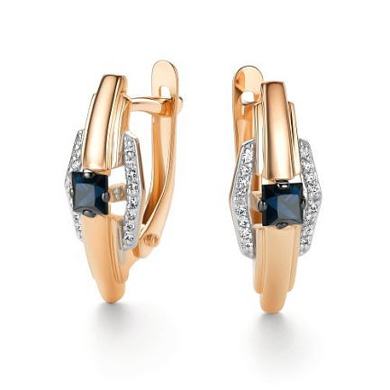 Серьги с английским замком из красного золота с бриллиантами