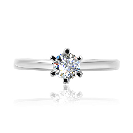 Кольцо помолвочное из белого золота с бриллиантом