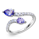 Кольцо из белого золота с бриллиантами, танзанитом