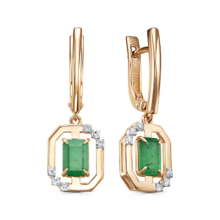 Серьги с английским замком из красного золота с бриллиантами