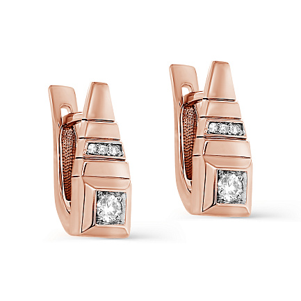 Серьги с английским замком из красного золота с бриллиантами