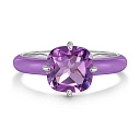 Кольцо из серебра с аметистом, эмалью