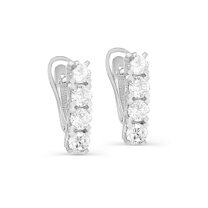 Серьги с английским замком из серебра с фианитами