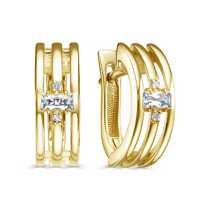 Серьги с английским замком из серебра с бриллиантами