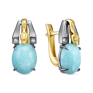 Серьги с английским замком из серебра с фианитом