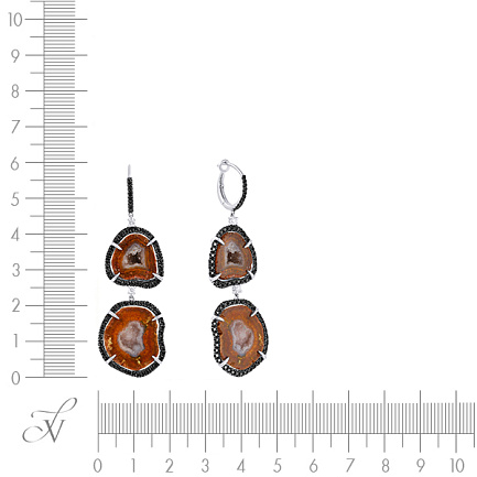 Серьги с английским замком из белого золота с бриллиантами