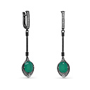 Серьги с английским замком из серебра с ониксами