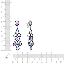 Серьги из белого золота с бриллиантами, аметистами
