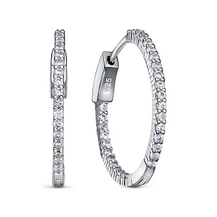 Серьги с английским замком из серебра с фианитом