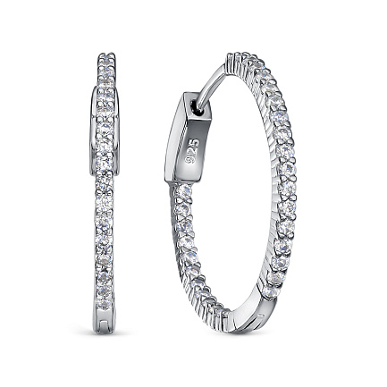 Серьги с английским замком из серебра с фианитом