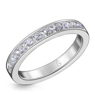 Кольцо обручальное из белого золота с бриллиантом