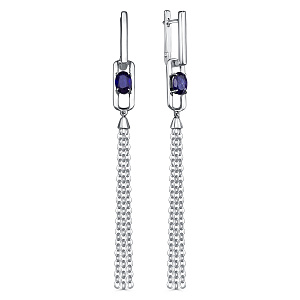 Серьги с английским замком из серебра с сапфирами