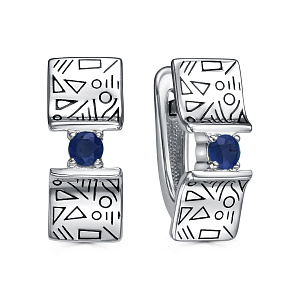 Серьги с английским замком из серебра с сапфирами