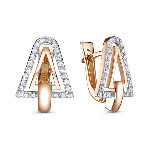 Серьги с английским замком из красного золота с бриллиантами