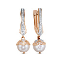 Серьги с английским замком из красного золота с бриллиантами