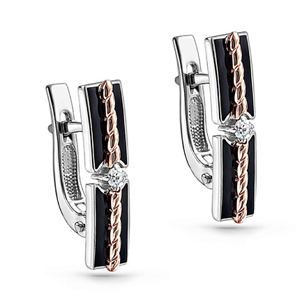 Серьги с английским замком из белого золота с бриллиантами