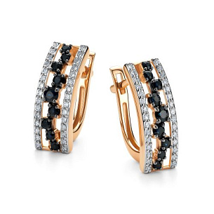 Серьги с английским замком из красного золота с бриллиантом