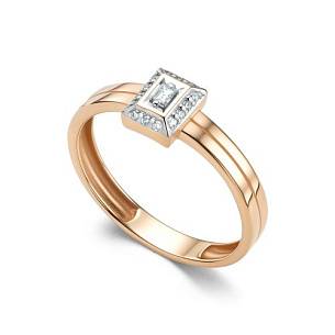 Кольцо из красного золота с бриллиантом