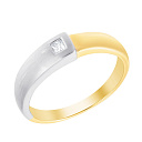 Кольцо обручальное из комбинированного золота с бриллиантом