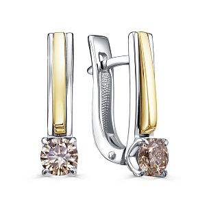 Серьги с английским замком из белого золота с бриллиантом