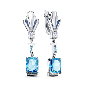 Серьги с английским замком из серебра с бриллиантами