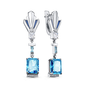 Серьги с английским замком из серебра с фианитом