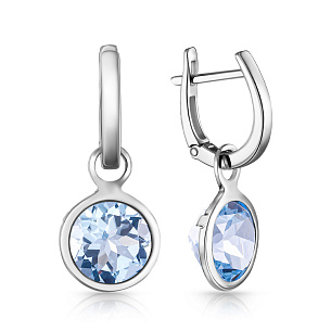 Серьги с английским замком из белого золота с топазом