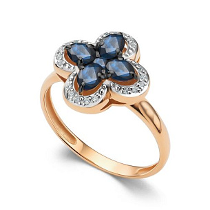 Кольцо из красного золота с бриллиантом