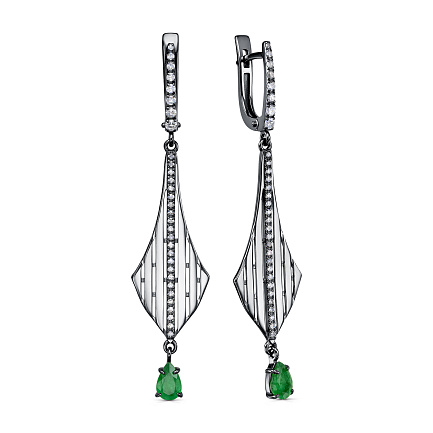 Серьги с английским замком из белого золота с бриллиантами