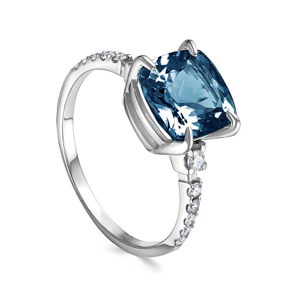 Кольцо из белого золота с бриллиантами, топазом