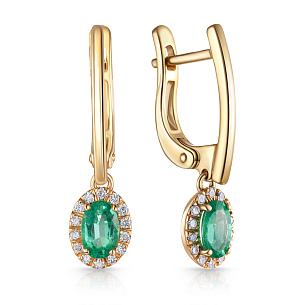 Серьги с английским замком из желтого золота