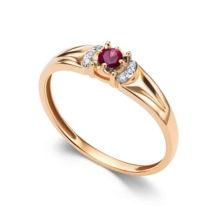 Кольцо из красного золота с бриллиантом