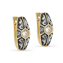 Серьги с английским замком из желтого золота с бриллиантами