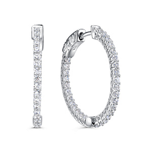 Серьги с английским замком из серебра с фианитами