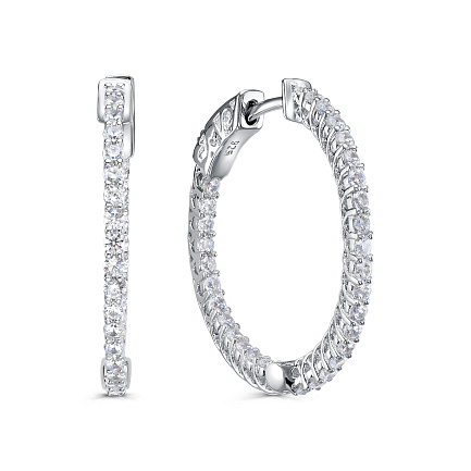 Серьги с английским замком из серебра с фианитами