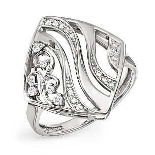 Кольцо из серебра с фианитами