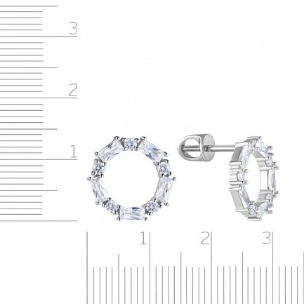 Серьги из белого золота с фианитом