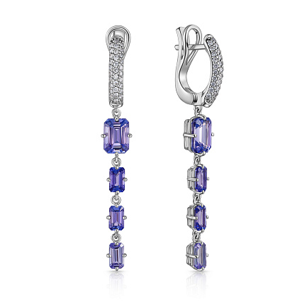 Серьги с английским замком из белого золота с бриллиантами