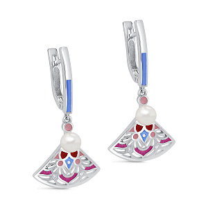 Серьги с английским замком из серебра с жемчугом