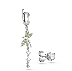 Серьги с английским замком из серебра с фианитом